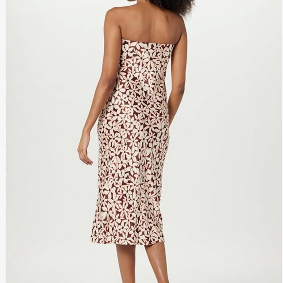 NWT The Drop Women's Danica Strapless Midi Dress, Chocolate Daisy Print, XS - Picture 3 of 6